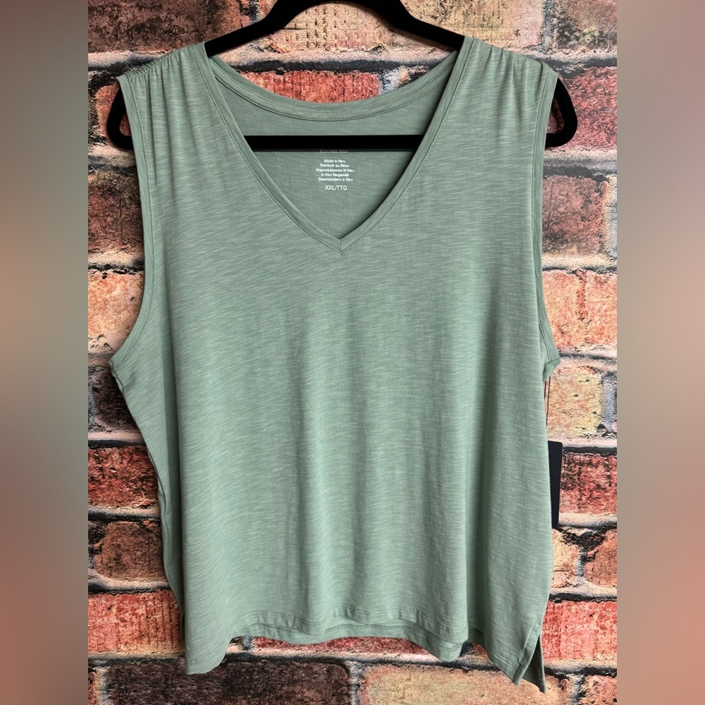 RACHEL Rachel Roy Sleeveless V-Neck Tank Top with Cinched Shoulders Size XXL